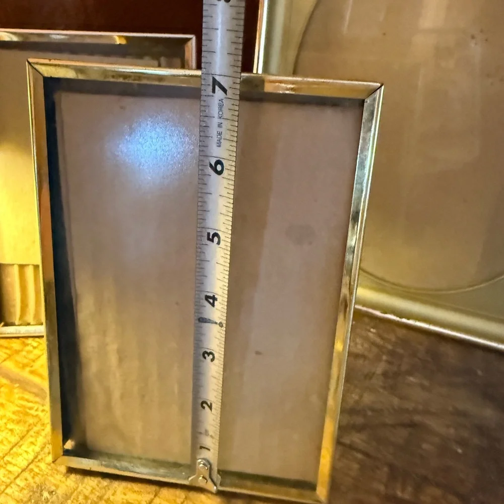 3-Vintage Gold Metal Photo Picture Frames Rectangular and Oval Freestanding